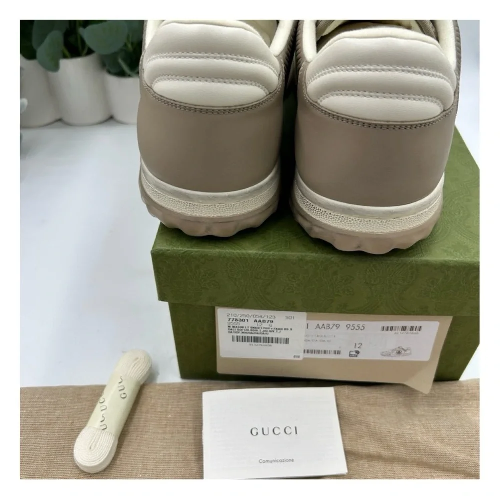 Gucci Mac 80 Dune beige low top sneakers size 12 made in Italy